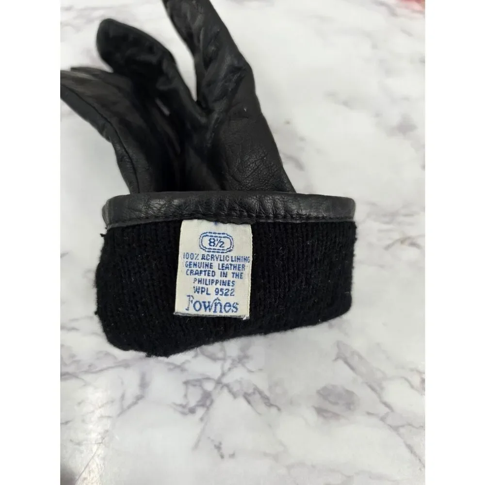 Fownes Short Black Leather Driving Gloves